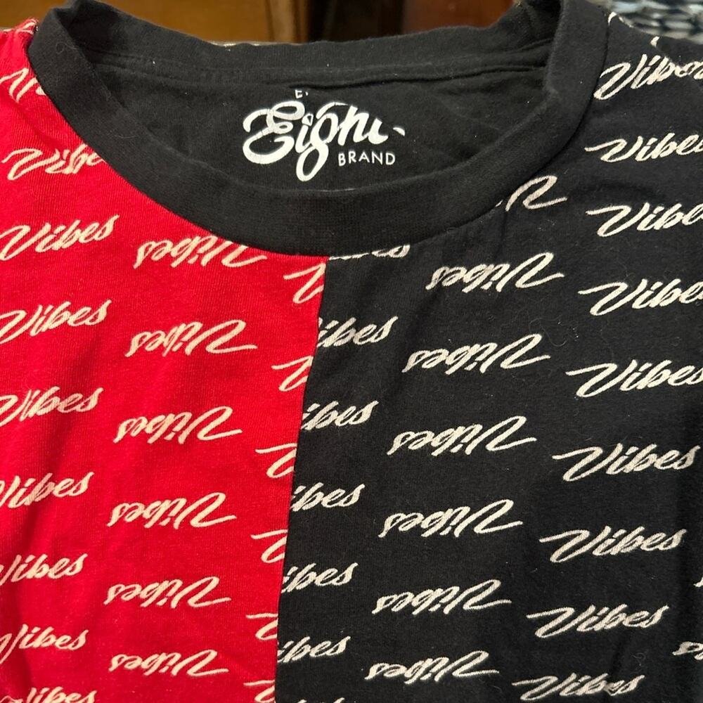 Eighty Eight Brand “Vibes” Tee Red & Black Split Size L Streetwear - Picture 2 of 4